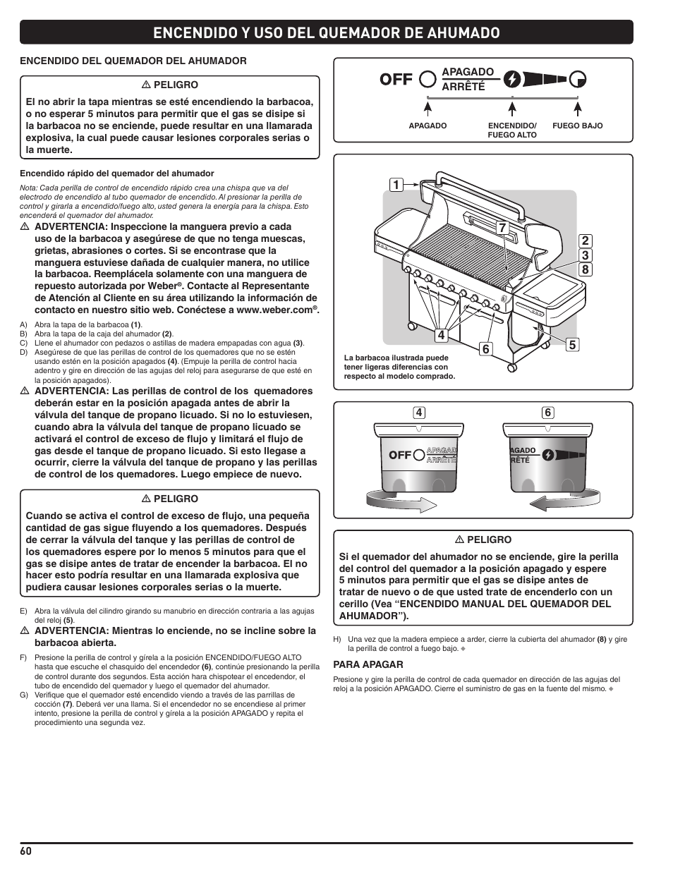 Encendido y uso del quemador de ahumado | weber Summit 56204 User Manual | Page 60 / 110