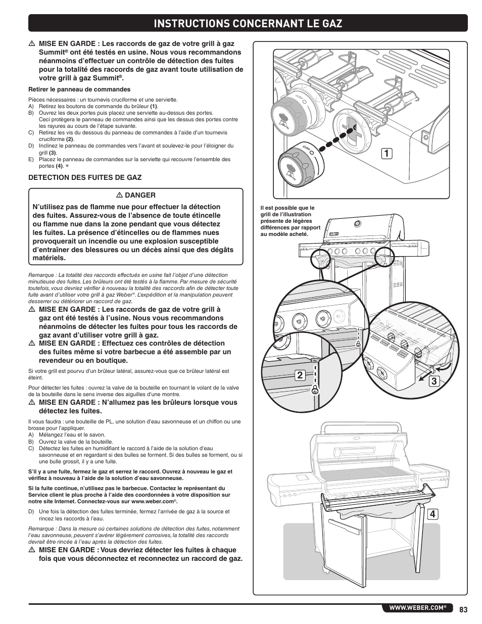 Instructions concernant le gaz | weber Summit 56204 User Manual | Page 83 / 110
