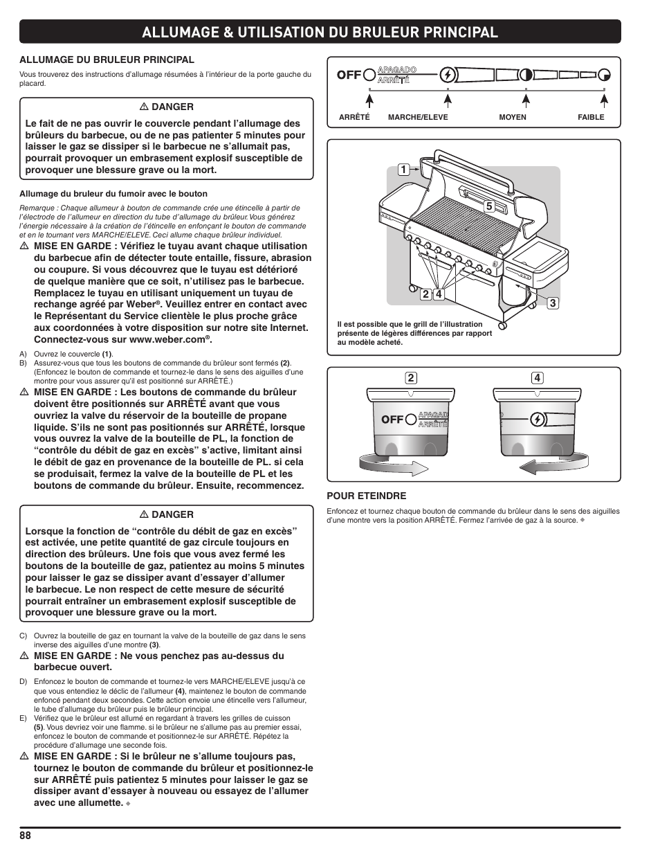 Allumage & utilisation du bruleur principal | weber Summit 56204 User Manual | Page 88 / 110