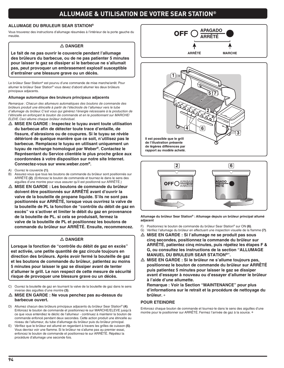 Allumage & utilisation de votre sear station | weber Summit 56204 User Manual | Page 94 / 110