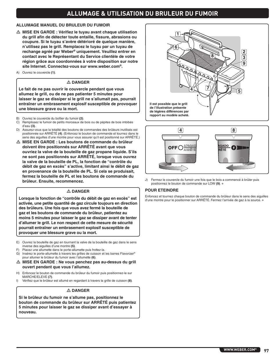 Allumage & utilisation du bruleur du fumoir | weber Summit 56204 User Manual | Page 97 / 110