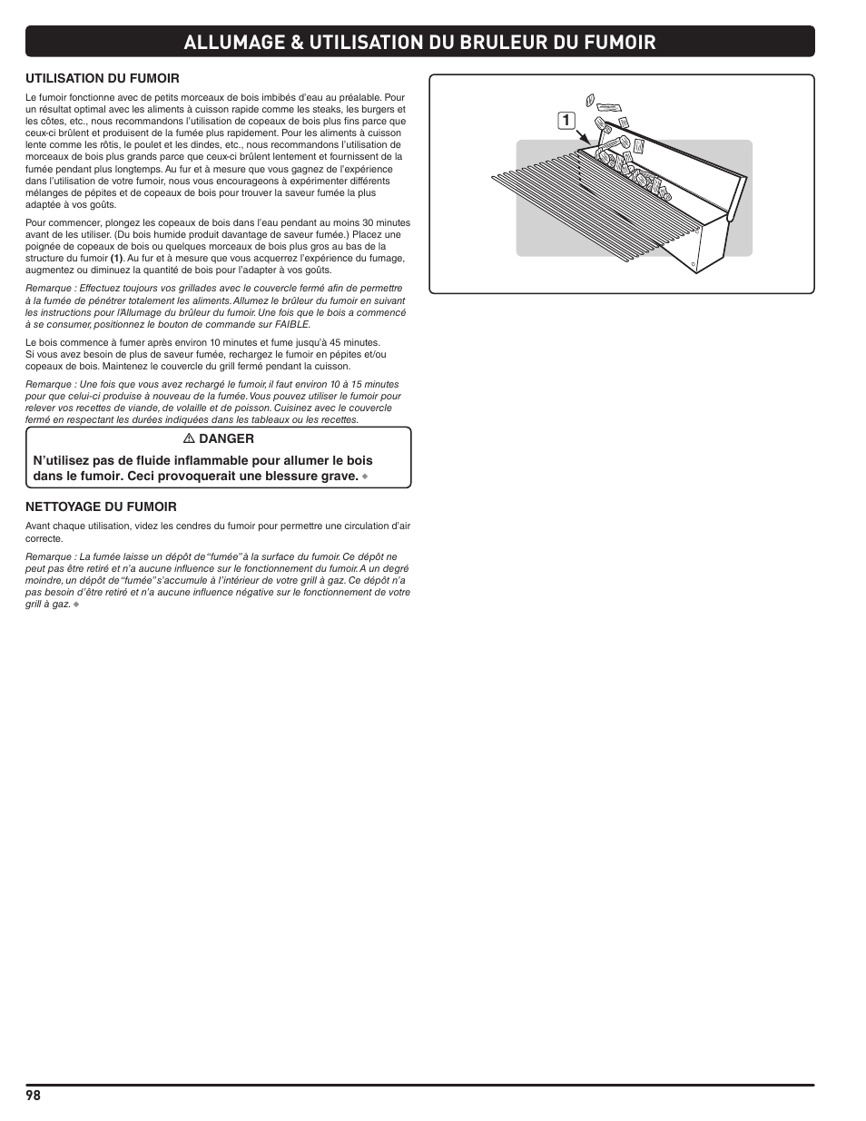 Allumage & utilisation du bruleur du fumoir | weber Summit 56204 User Manual | Page 98 / 110