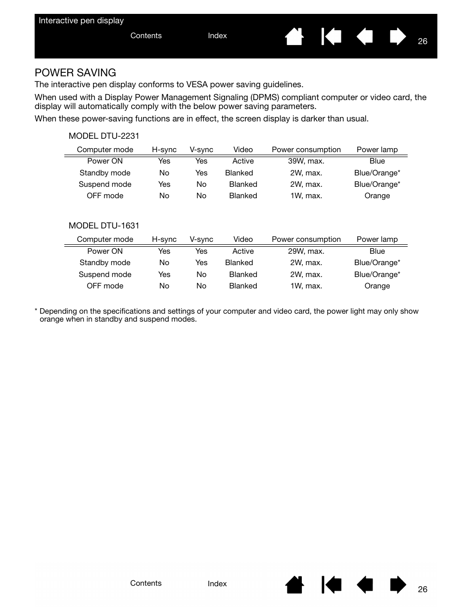 Power saving | Wacom DTU-2231 User Manual | Page 26 / 88