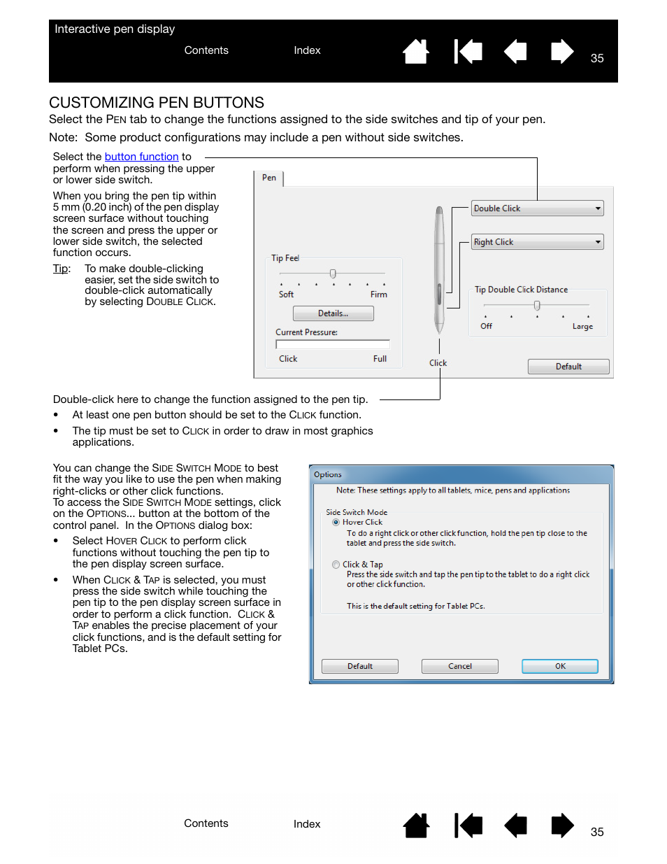 Customizing pen buttons | Wacom DTU-2231 User Manual | Page 35 / 88