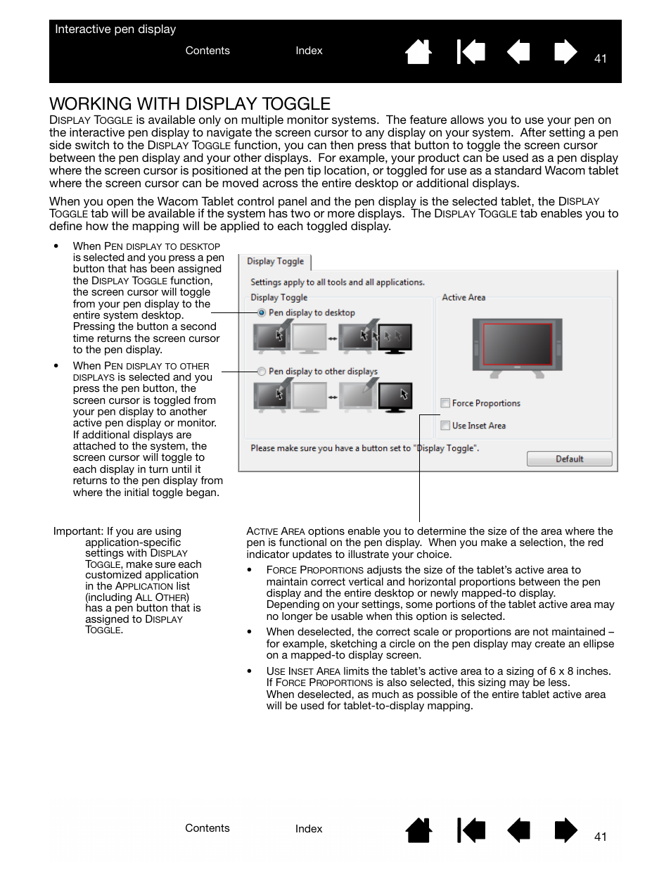 Working with display toggle, Display toggle, Func | Wacom DTU-2231 User Manual | Page 41 / 88