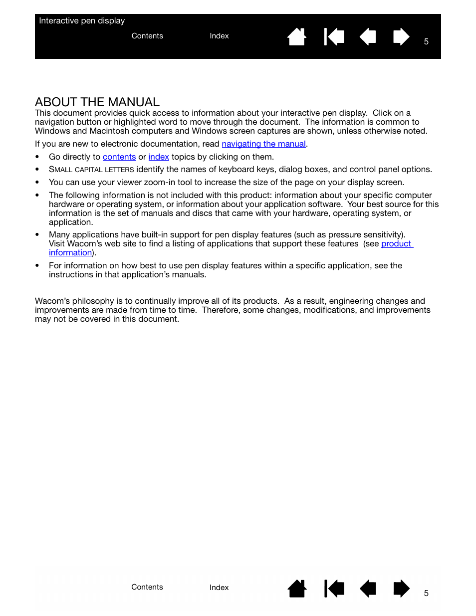 About the manual | Wacom DTU-2231 User Manual | Page 5 / 88