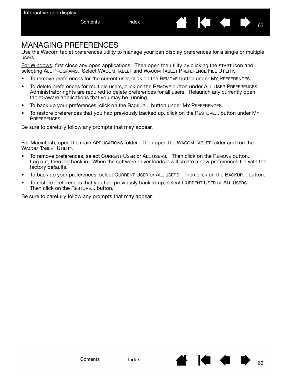 Managing preferences | Wacom DTU-2231 User Manual | Page 63 / 88