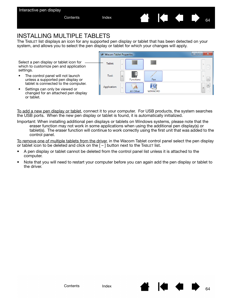 Installing multiple tablets | Wacom DTU-2231 User Manual | Page 64 / 88