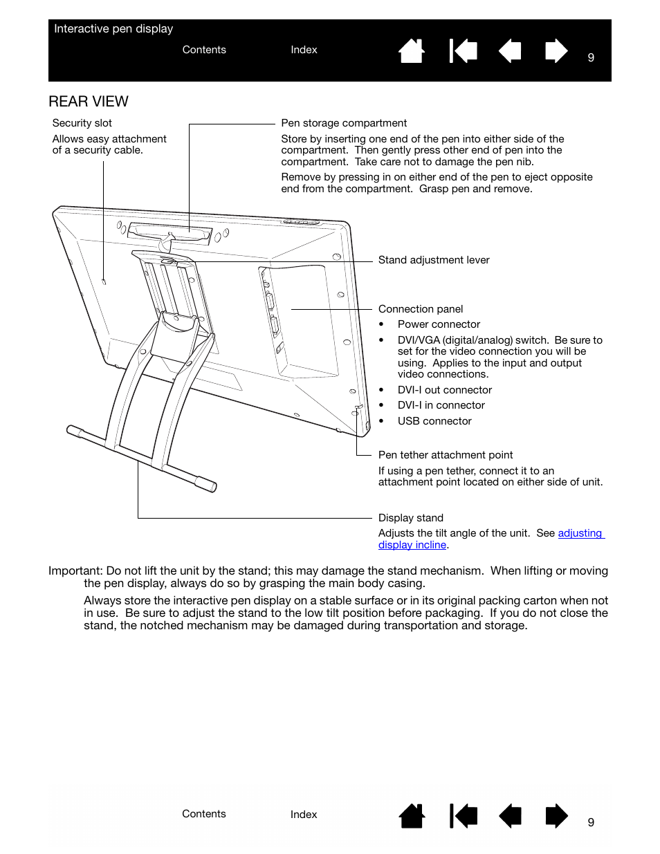 Rear view | Wacom DTU-2231 User Manual | Page 9 / 88