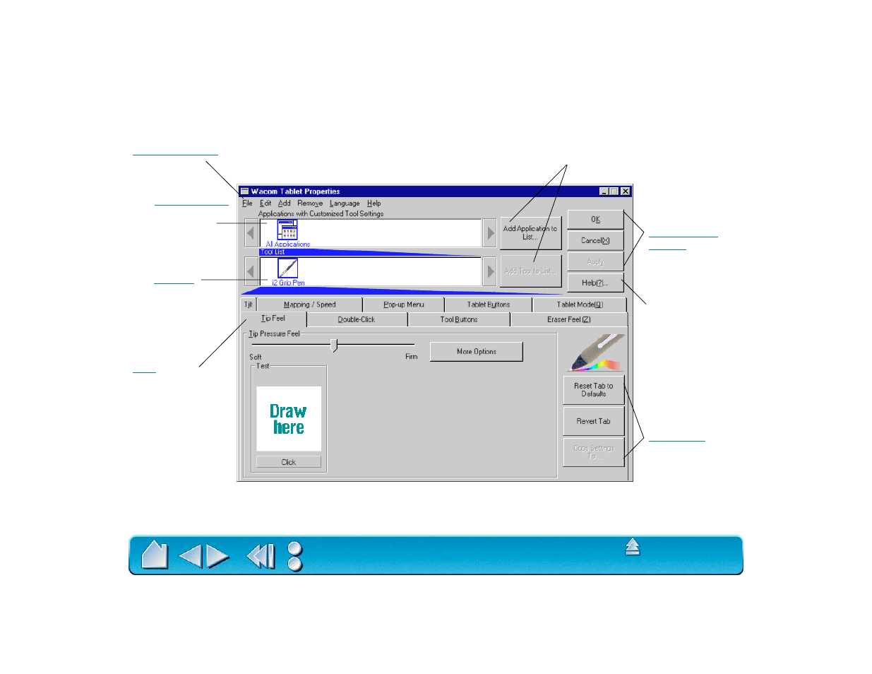Control panel features | Wacom Intuos2 XD-0608-R User Manual | Page 47 / 165