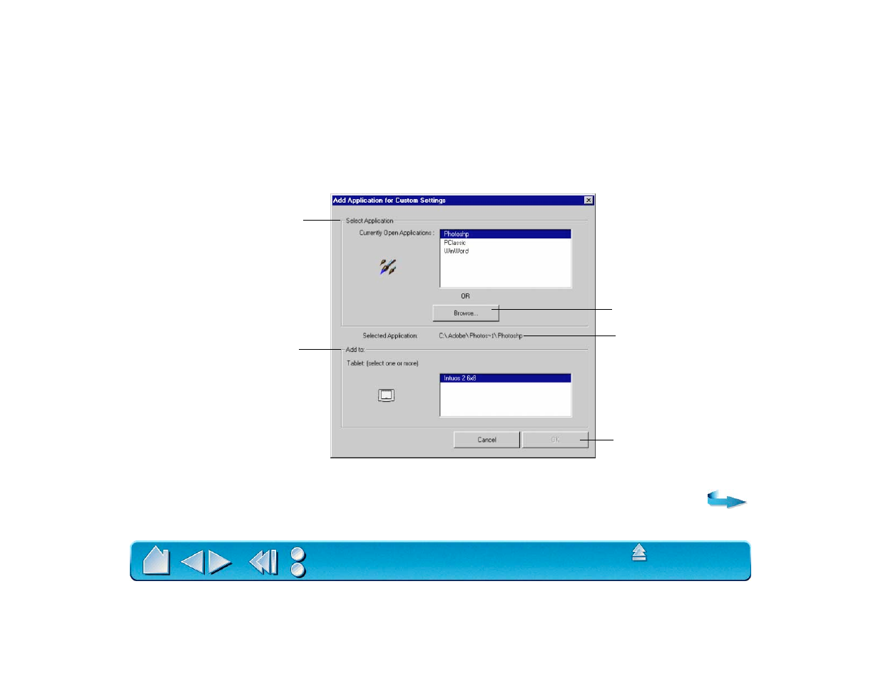 Creating an application-specific setting | Wacom Intuos2 XD-0608-R User Manual | Page 91 / 165