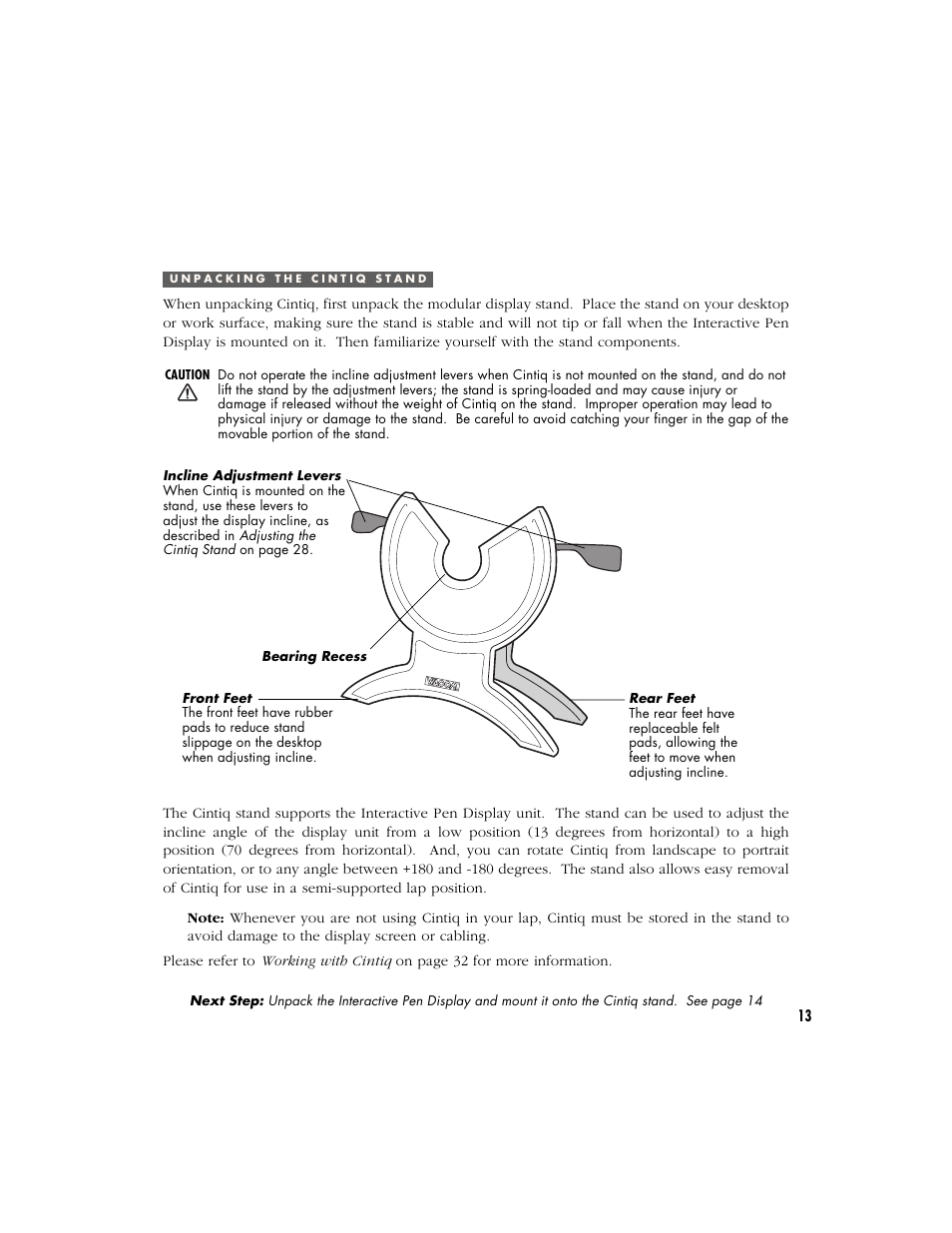 Unpacking the cintiq stand | Wacom Cintiq 18SX User Manual | Page 15 / 62