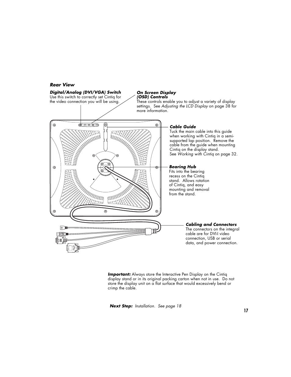 Rear view | Wacom Cintiq 18SX User Manual | Page 19 / 62