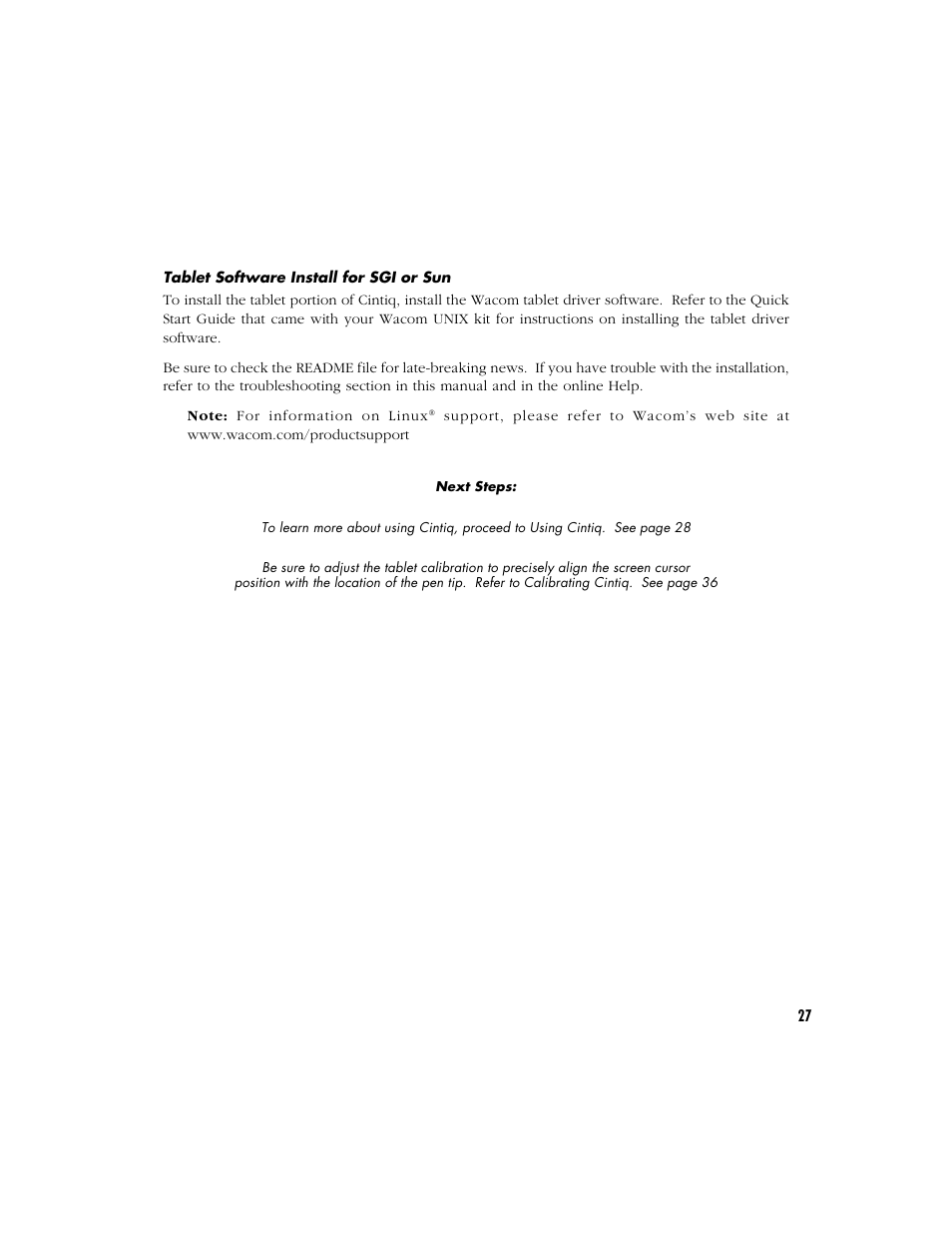 Tablet software install for sgi or sun | Wacom Cintiq 18SX User Manual | Page 29 / 62