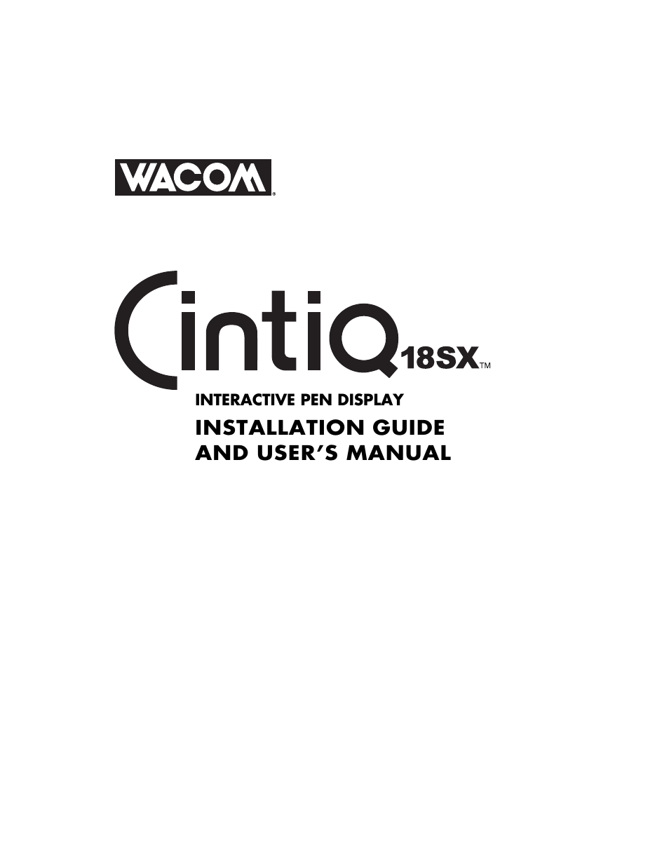 Installation guide and user’s manual | Wacom Cintiq 18SX User Manual | Page 3 / 62