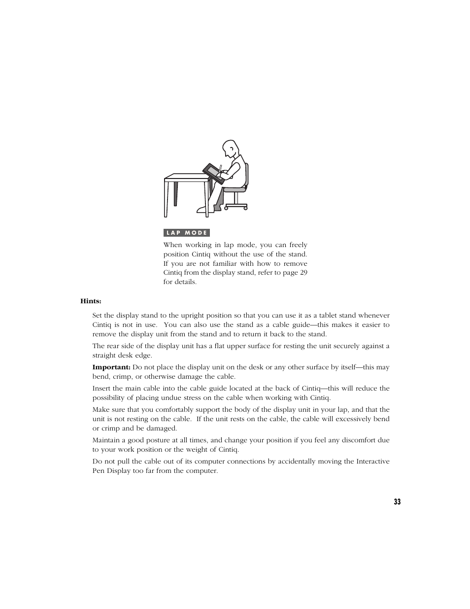 Lap mode | Wacom Cintiq 18SX User Manual | Page 35 / 62