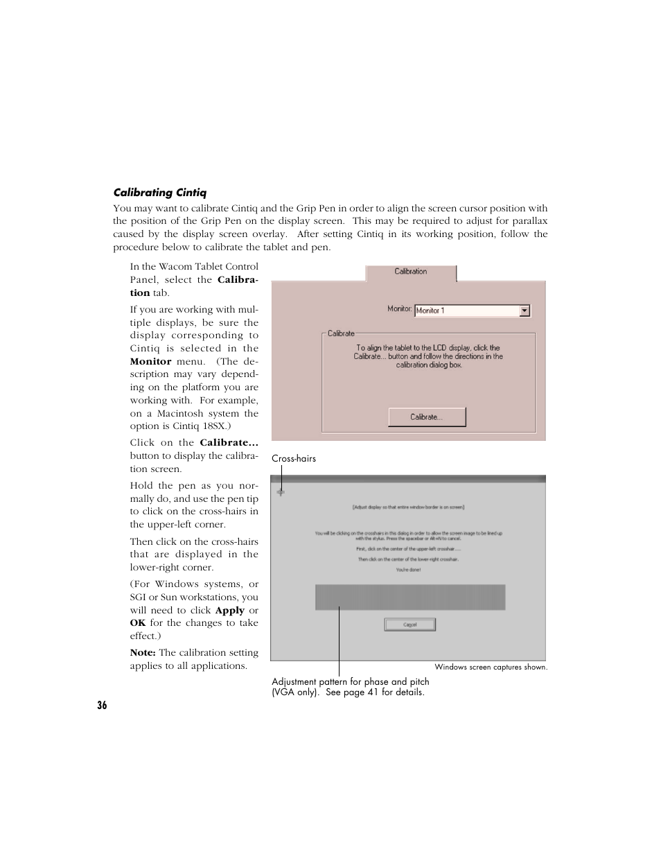 Calibrating cintiq | Wacom Cintiq 18SX User Manual | Page 38 / 62