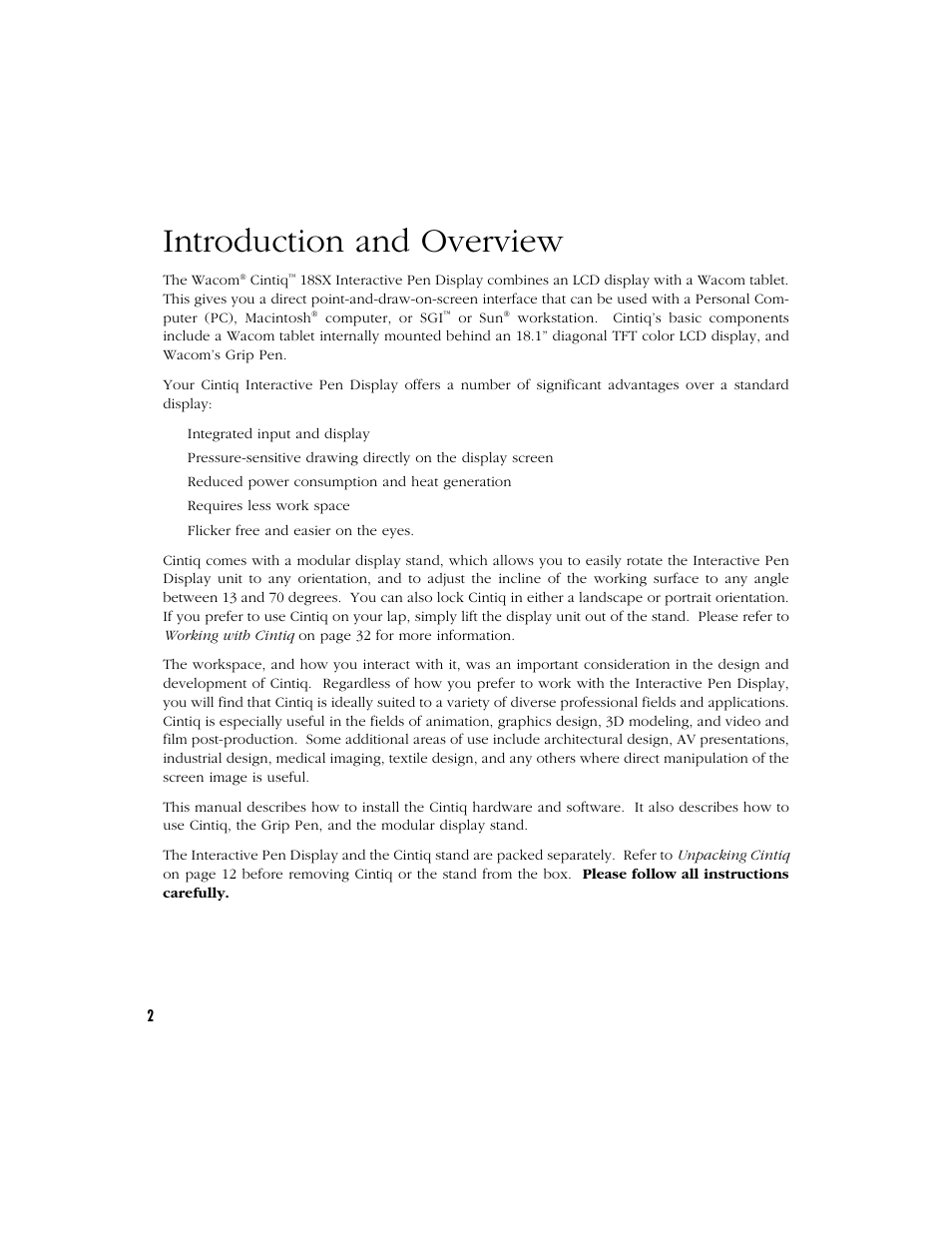 Introduction and overview | Wacom Cintiq 18SX User Manual | Page 4 / 62