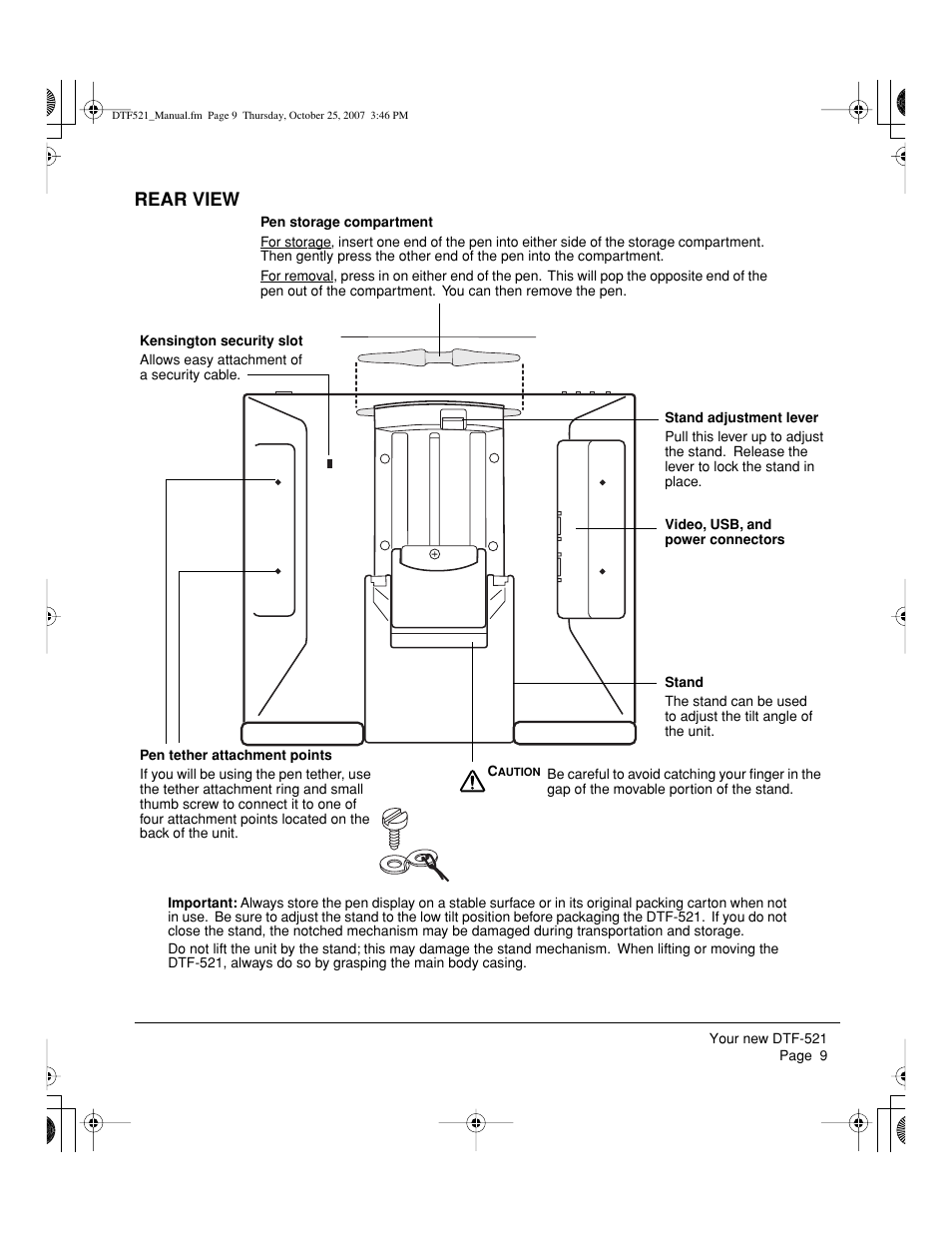 Rear view | Wacom DTF-521 User Manual | Page 11 / 60