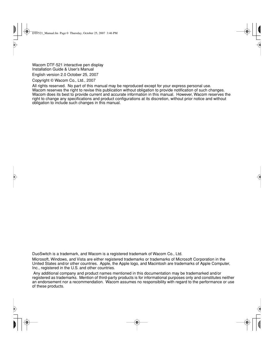 Wacom DTF-521 User Manual | Page 2 / 60