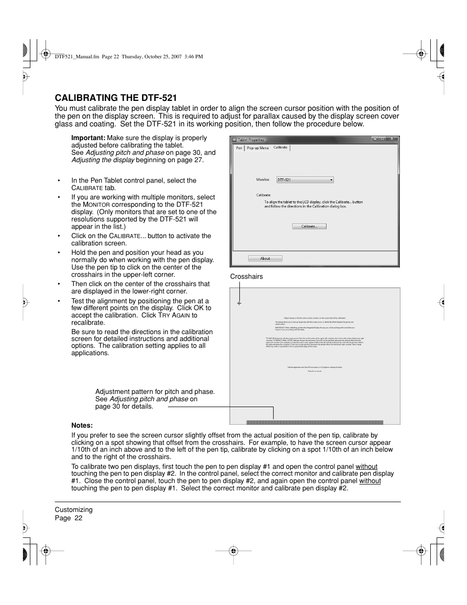 Calibrating the dtf-521 | Wacom DTF-521 User Manual | Page 24 / 60