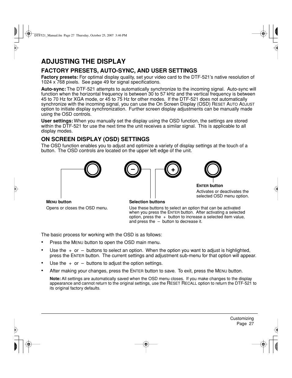 Adjusting the display | Wacom DTF-521 User Manual | Page 29 / 60