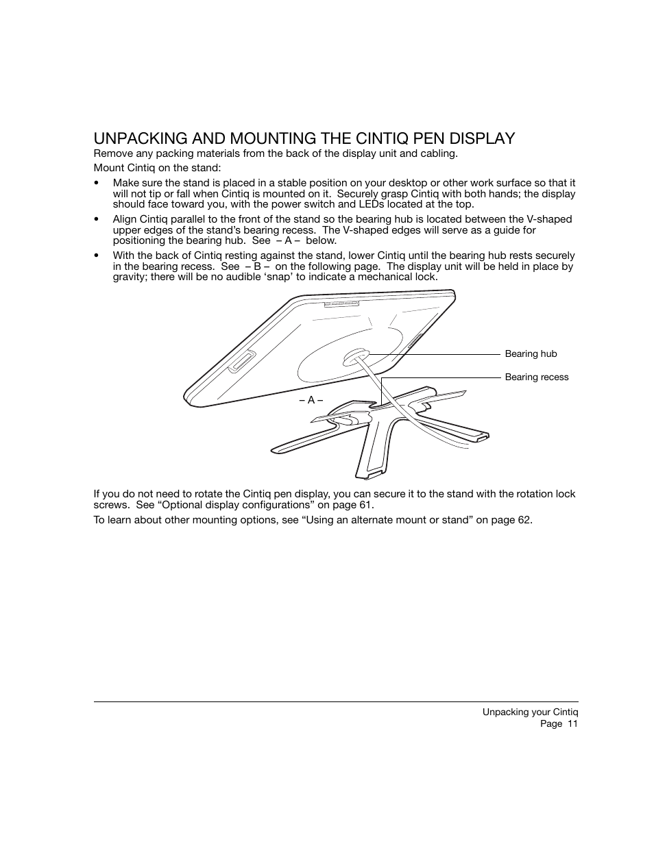 Unpacking and mounting the cintiq pen display | Wacom 21UX User Manual | Page 13 / 92