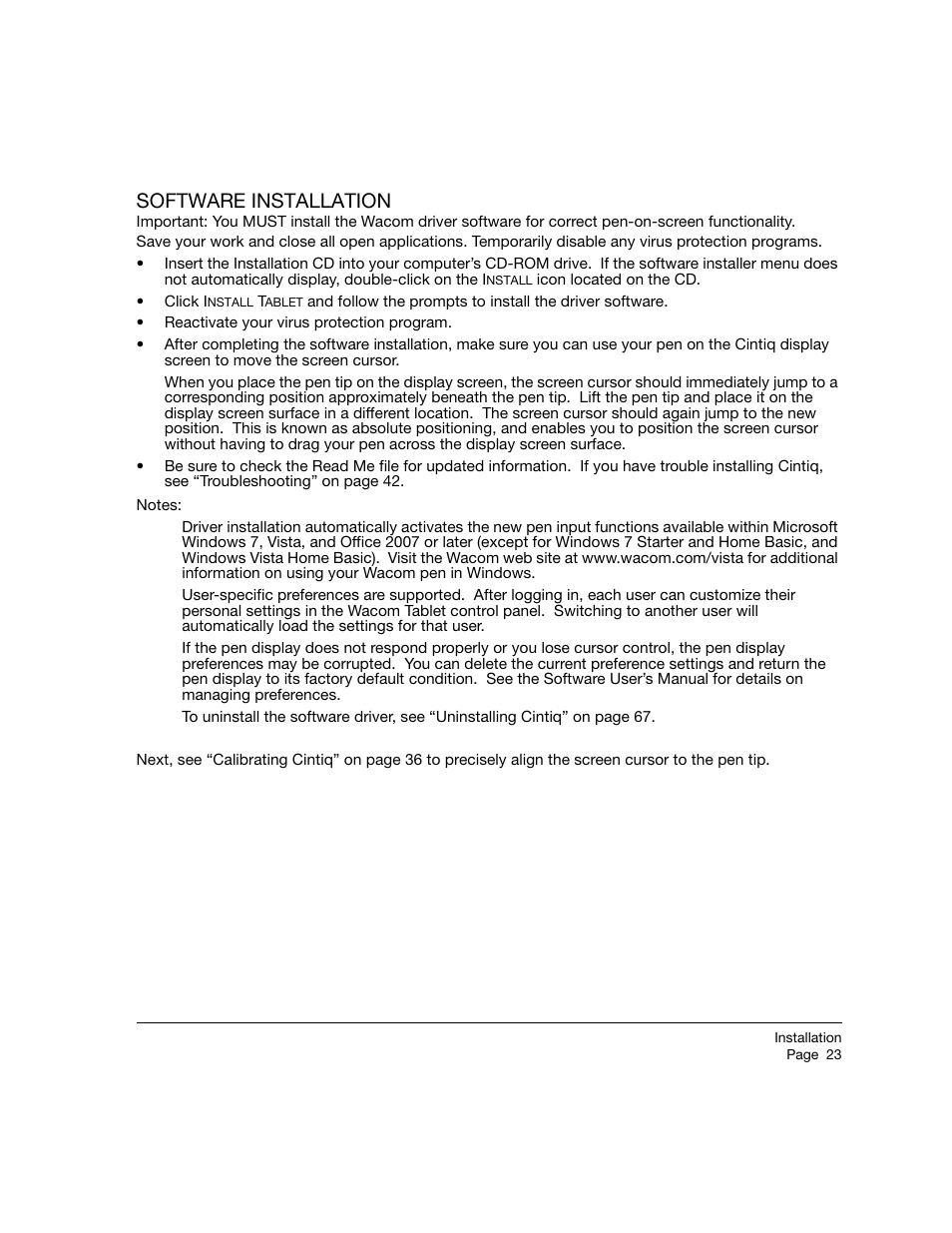 Software installation | Wacom 21UX User Manual | Page 25 / 92