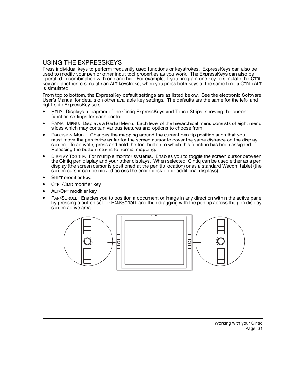 Using the expresskeys | Wacom 21UX User Manual | Page 33 / 92