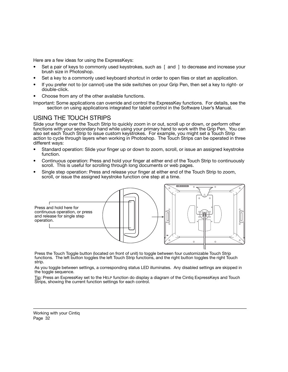 Using the touch strips | Wacom 21UX User Manual | Page 34 / 92
