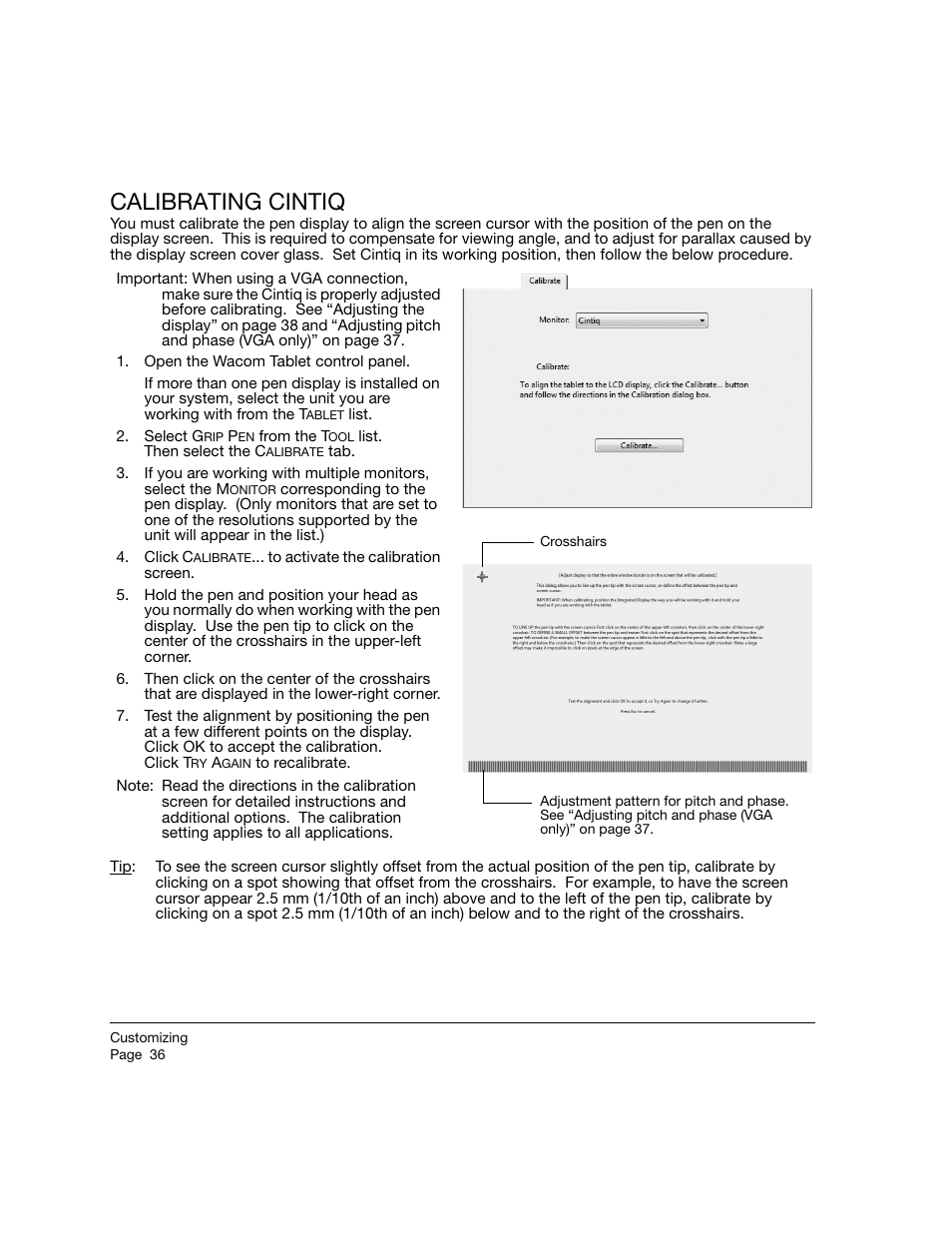 Calibrating cintiq | Wacom 21UX User Manual | Page 38 / 92
