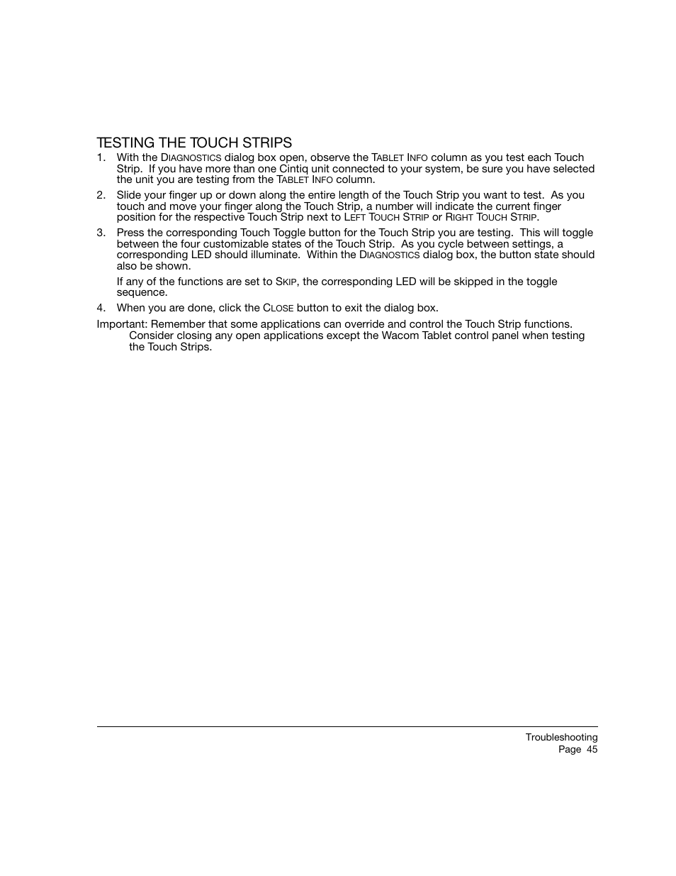 Testing the touch strips | Wacom 21UX User Manual | Page 47 / 92