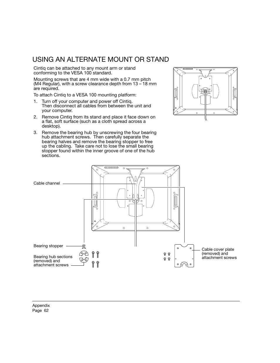 Using an alternate mount or stand | Wacom 21UX User Manual | Page 64 / 92
