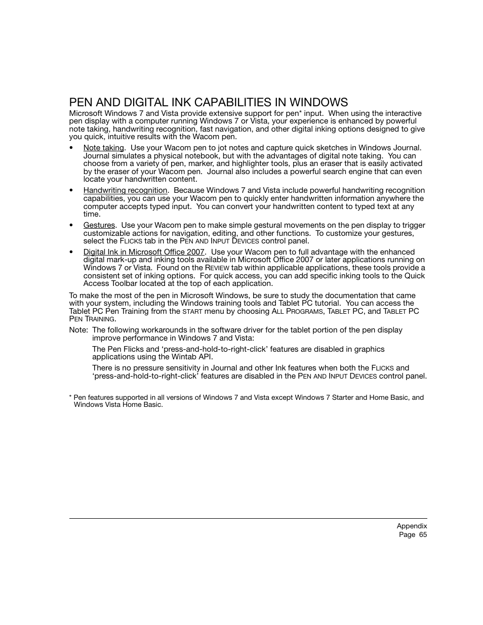Pen and digital ink capabilities in windows | Wacom 21UX User Manual | Page 67 / 92