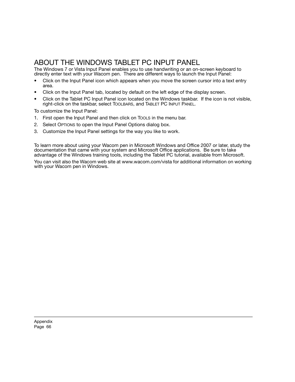 About the windows tablet pc input panel | Wacom 21UX User Manual | Page 68 / 92