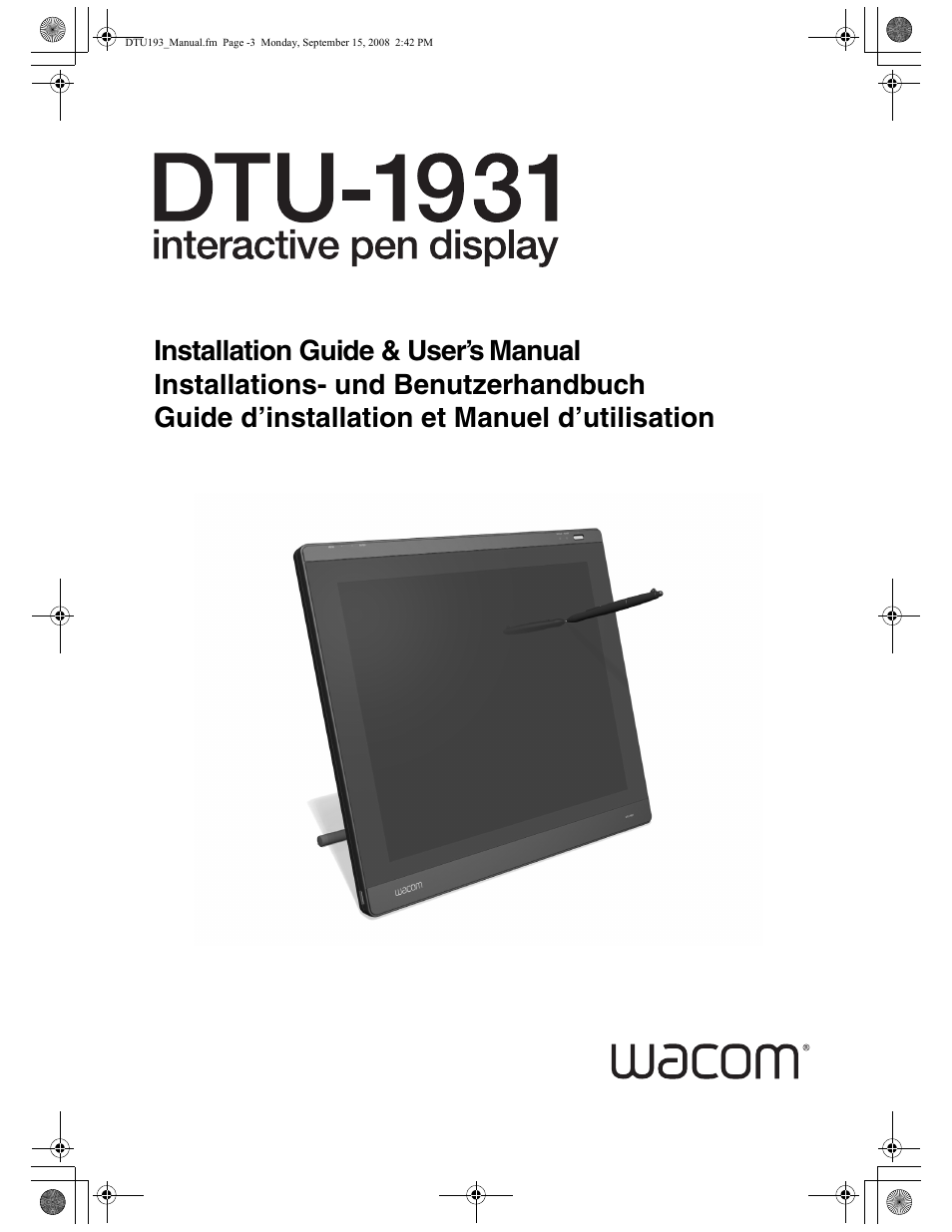 Wacom DTU-1931 User Manual | 56 pages