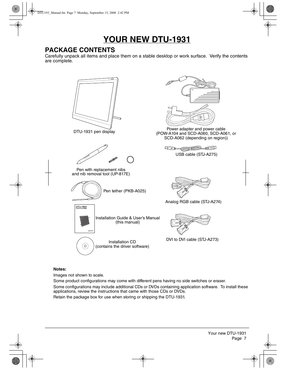 Your new dtu-1931, Package contents | Wacom DTU-1931 User Manual | Page 11 / 56