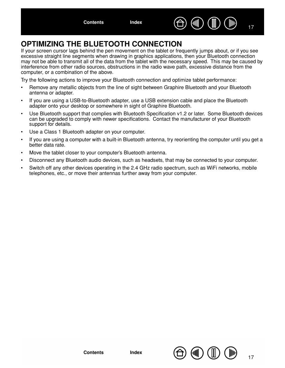 Optimizing the bluetooth connection, See optimizing the bluetooth connection | Wacom GRAPHIRE CTE-630BT User Manual | Page 17 / 74