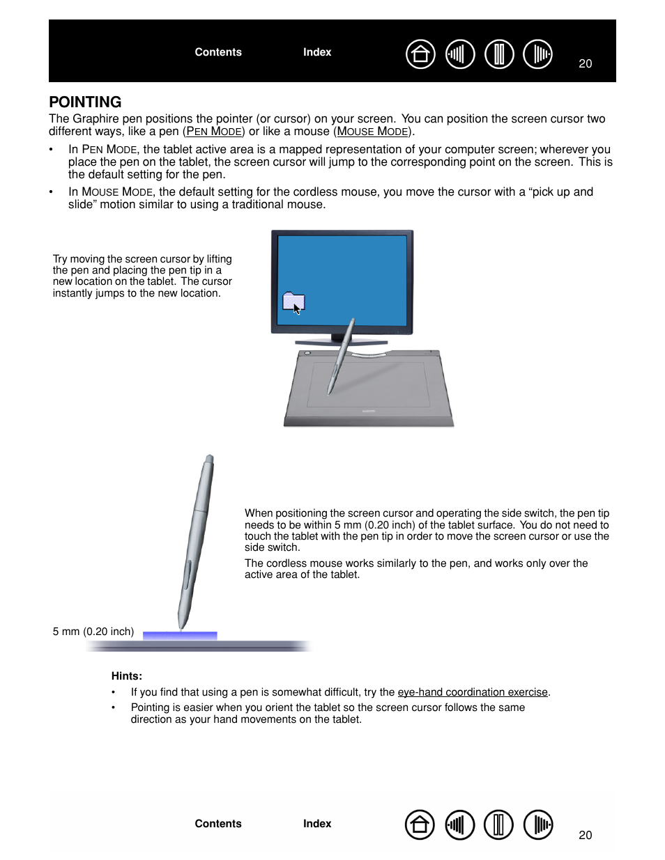 Pointing, Pointing 20 | Wacom GRAPHIRE CTE-630BT User Manual | Page 20 / 74