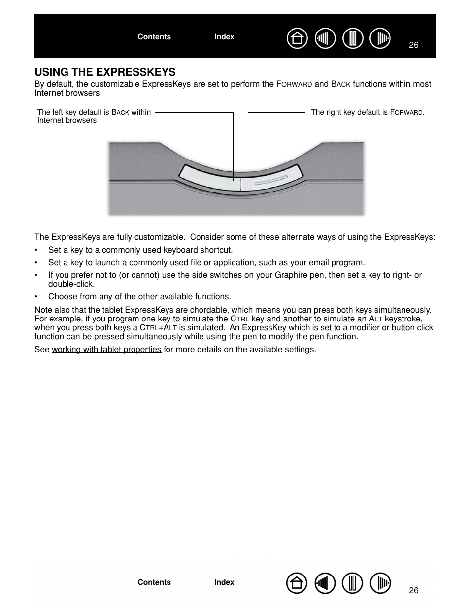 Using the expresskeys, Expresskeys | Wacom GRAPHIRE CTE-630BT User Manual | Page 26 / 74