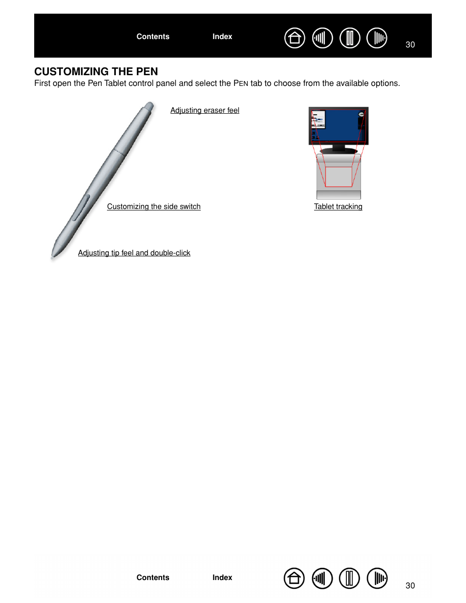 Customizing the pen, Customizing your pen | Wacom GRAPHIRE CTE-630BT User Manual | Page 30 / 74