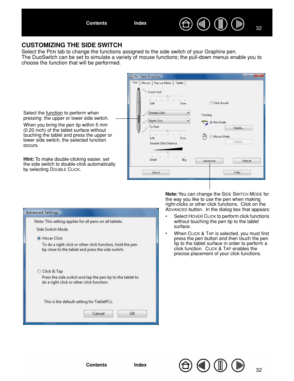 Customizing the side switch, See customizing the side switch | Wacom GRAPHIRE CTE-630BT User Manual | Page 32 / 74