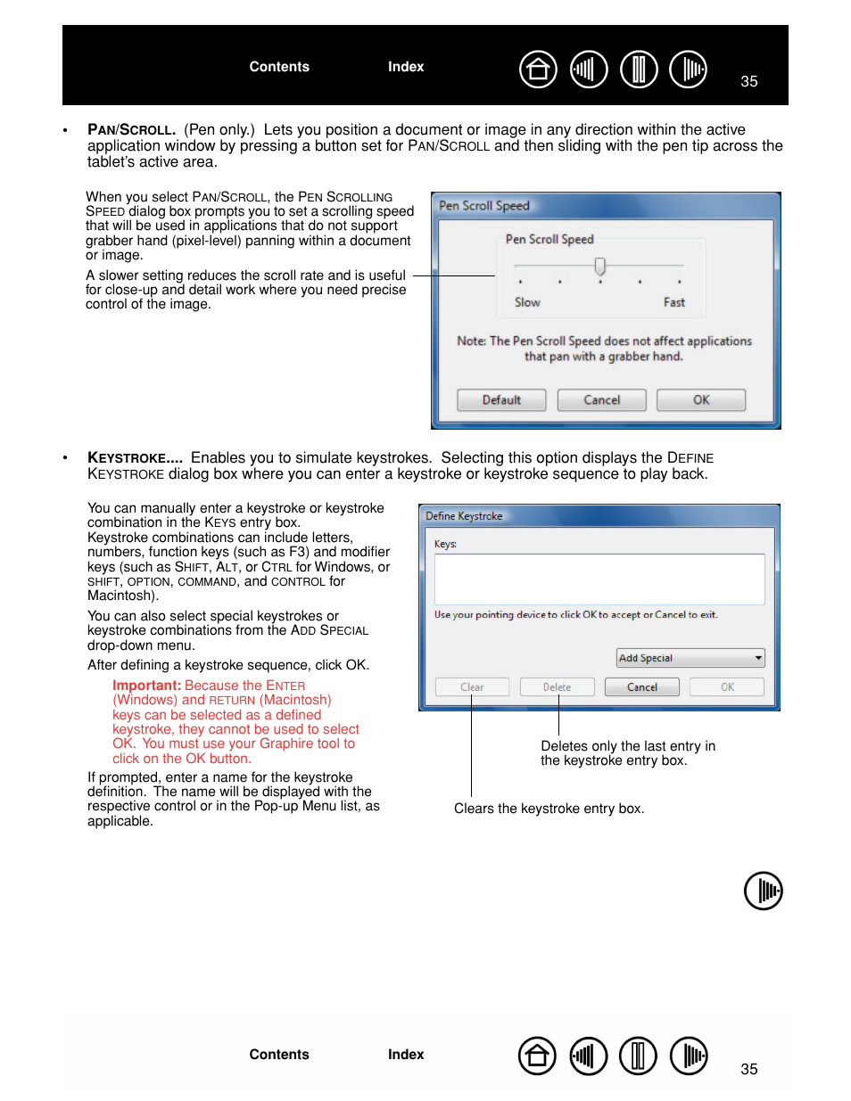 Croll, Eystroke, Enab | Wacom GRAPHIRE CTE-630BT User Manual | Page 35 / 74