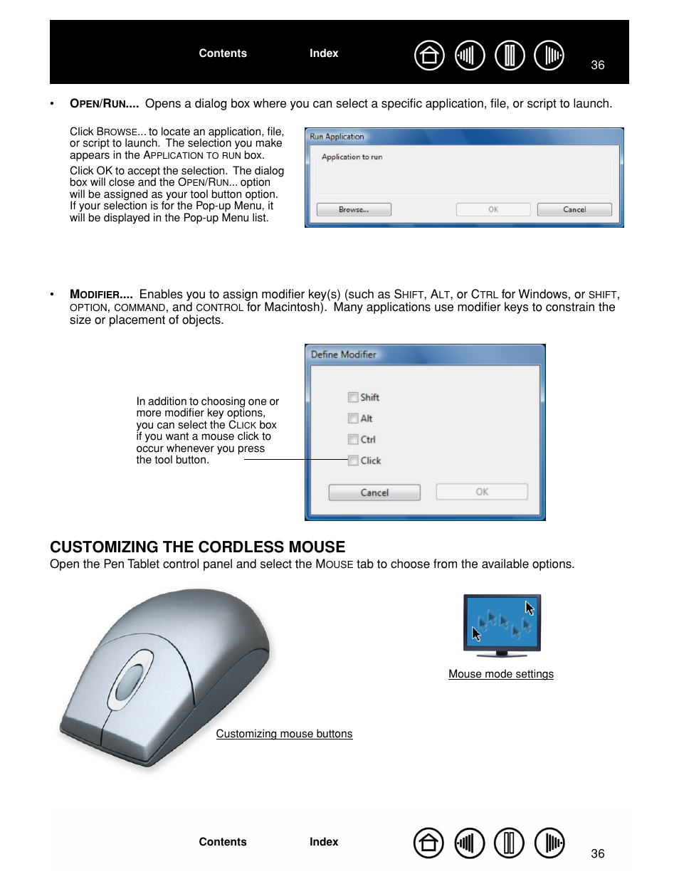 Customizing the cordless mouse, Customizing your cordless mouse, See customizing the cordless mouse | Odifier | Wacom GRAPHIRE CTE-630BT User Manual | Page 36 / 74