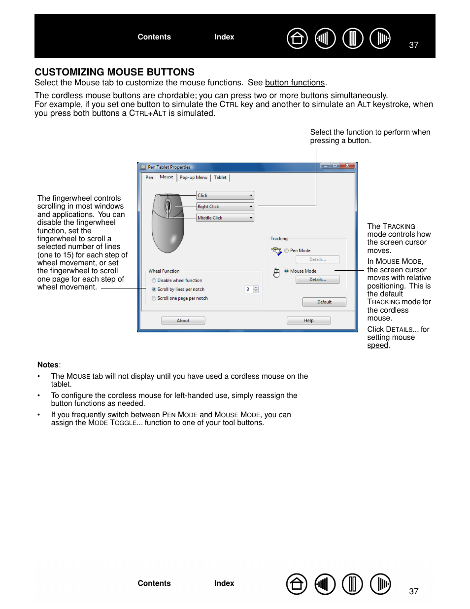 Customizing mouse buttons, Programmable buttons | Wacom GRAPHIRE CTE-630BT User Manual | Page 37 / 74