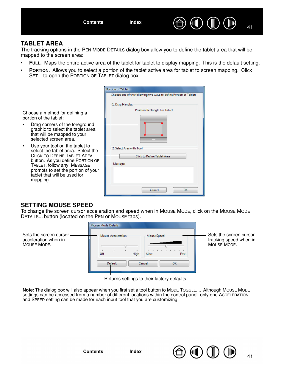 Tablet area, Setting mouse speed, See setting mouse | Speed, Or setting mouse, The tablet area | Wacom GRAPHIRE CTE-630BT User Manual | Page 41 / 74