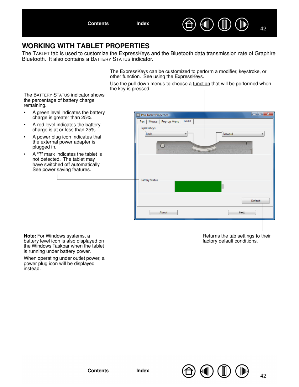 Working with tablet properties, Customizing your tablet, See working with tablet properties | Wacom GRAPHIRE CTE-630BT User Manual | Page 42 / 74