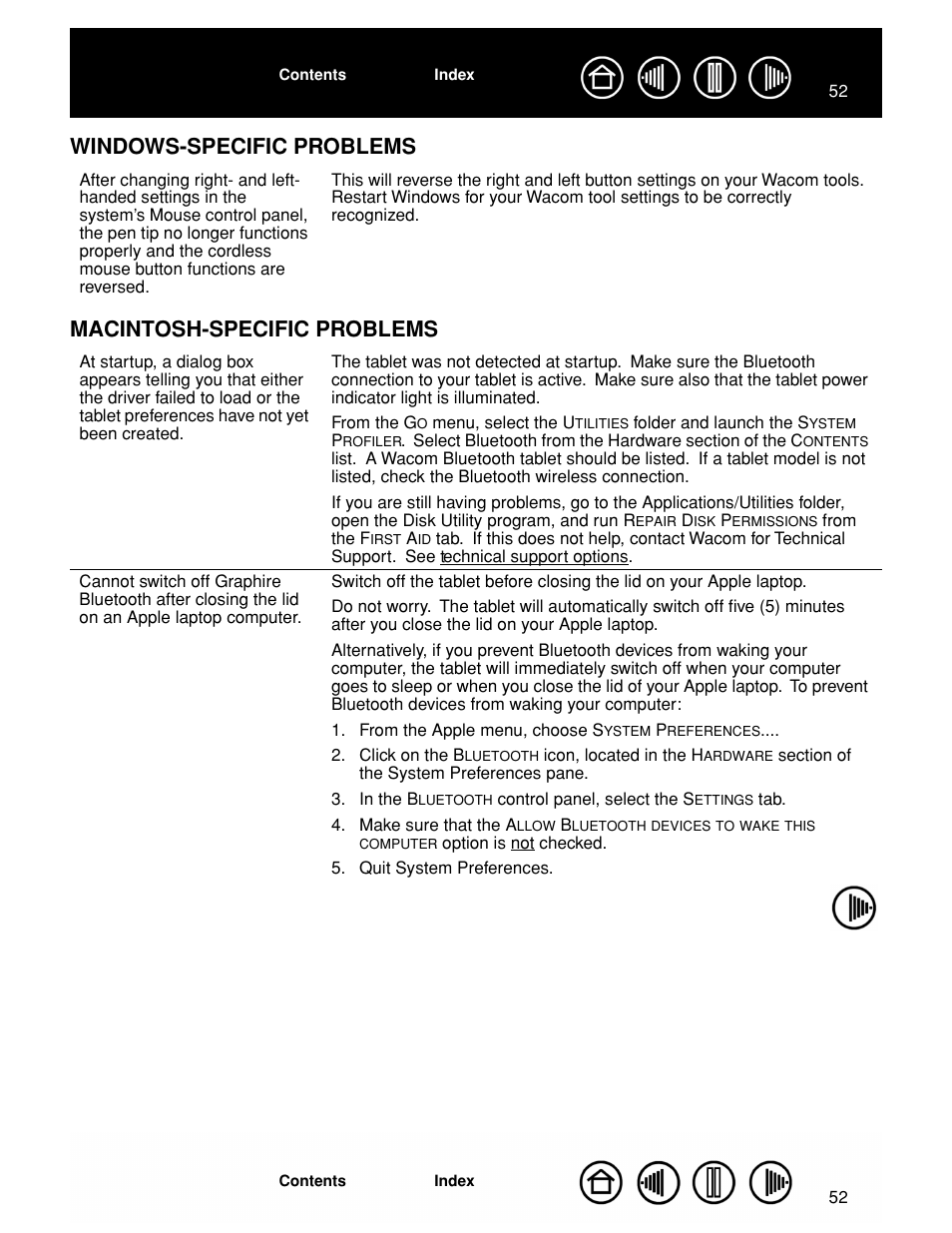 Windows-specific problems, Macintosh-specific problems | Wacom GRAPHIRE CTE-630BT User Manual | Page 52 / 74