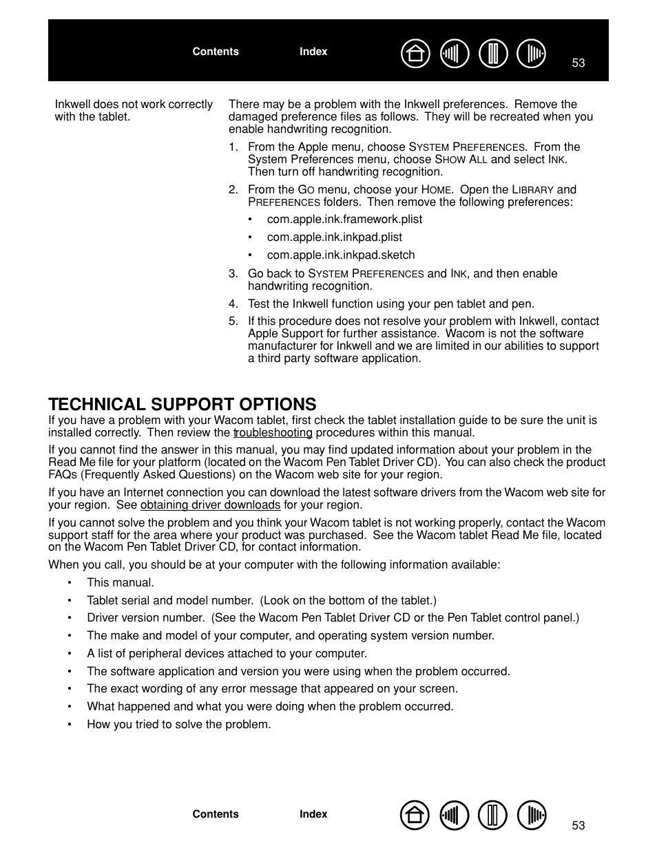 Technical support options, Or assistance (see technical support options), See technical support options | Wacom GRAPHIRE CTE-630BT User Manual | Page 53 / 74