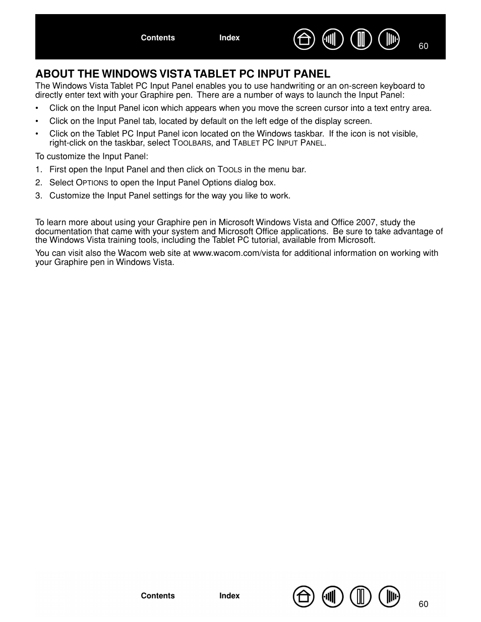 About the windows vista tablet pc input panel | Wacom GRAPHIRE CTE-630BT User Manual | Page 60 / 74